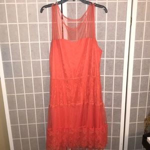 Coral Lace A-Line Dress